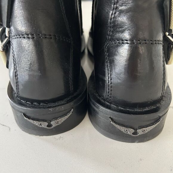 ZADIG & VOLTAIRE PARIS STUDDED HARNESS LEATHER ANKLE BOOTIES SZ 36 5.5 Steampunk - Picture 5 of 14